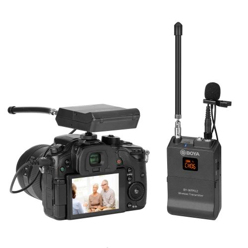  Boya BOYA BY-WFM12 12-Channel VHF Lapel Mic System Wireless Lavalier Microphone for IOS iPhone 8 7 7plus iPad Smartphone DSLR Camera Canon Nikon Sony Panasonic DV Camcorders Audio Recor