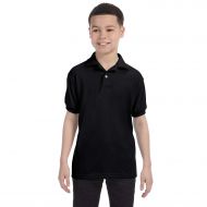 Boys ft Black Cotton-blend Jersey Polo Shirt by Hanes
