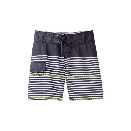  Boys White, Blue, and Green Polyester Dotted-line-striped Board Shorts by Azul Swimwear