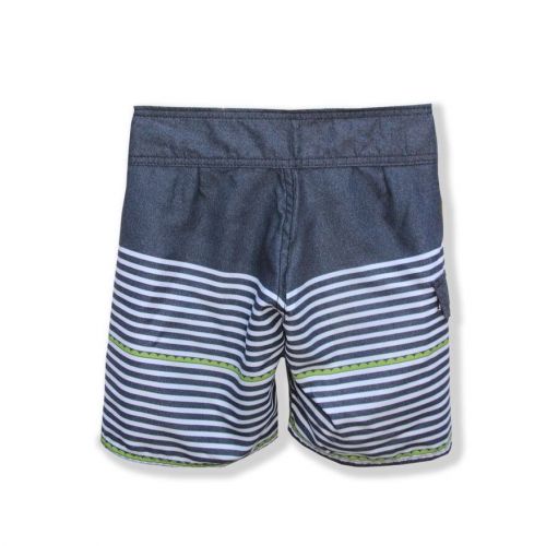  Boys White, Blue, and Green Polyester Dotted-line-striped Board Shorts by Azul Swimwear