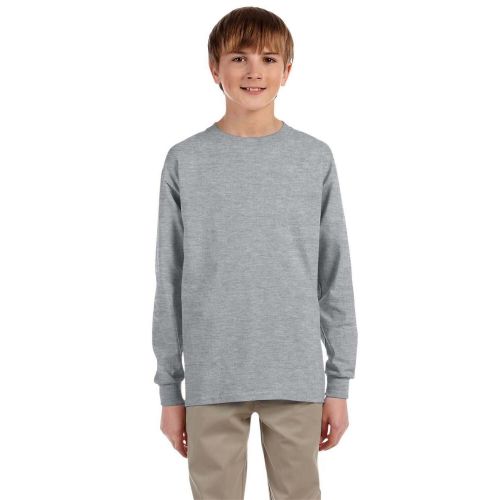  Boys Grey Athletic Heavyweight CottonPolyester Blend Long-Sleeve T-Shirt