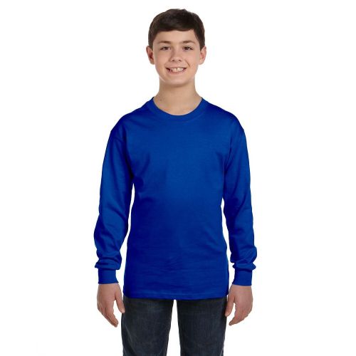  Boys Royal Heavy Cotton Long-sleeve T-shirt by Gildan