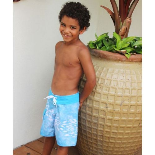  Boys Blue Polyester School of Fish Board Shorts by Azul Swimwear