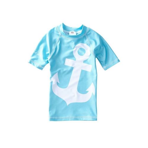  Boys Anchor Blue Polyester Rash Guard Shirt by Azul Swimwear