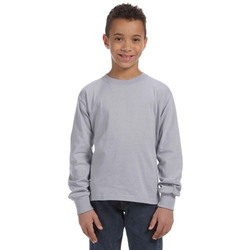  Boys Heather 5-ounce Heavy Cotton Long-sleeve Athletic T-shirt by Fruit of the Loom