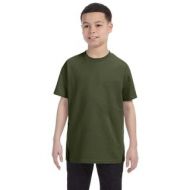 Boys Military Green Heavyweight Cotton and Polyester Blend T-shirt