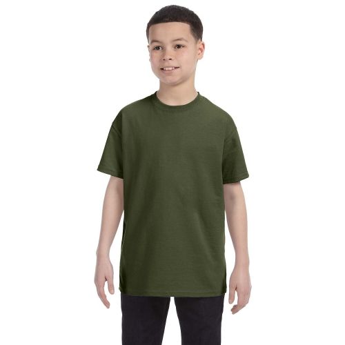  Boys Military Green Heavyweight Cotton and Polyester Blend T-shirt