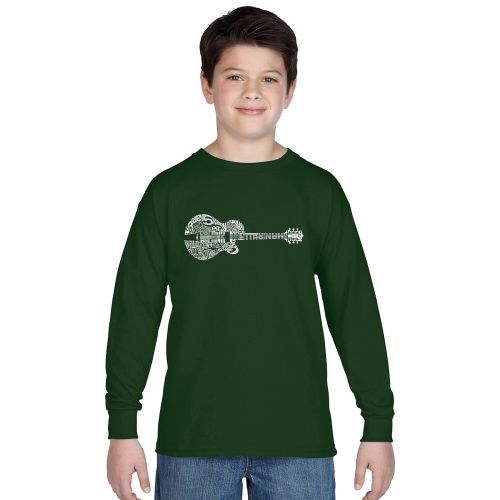  Boys Country Guitar Cotton Long Sleeve Shirt by Los Angeles Pop Art