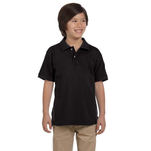  Boys Ringspun Cotton Pique Short-Sleeve Black Polo