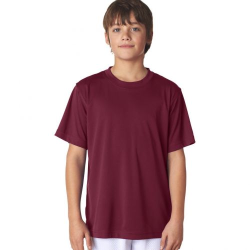  Boys Cool and Dry Sport Maroon Polyester Performance Interlock T-shirt