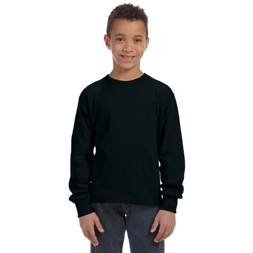  Boys Black Cotton and Polyester Long-sleeve T-shirt by Fruit of the Loom