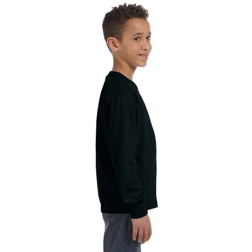  Boys Black Cotton and Polyester Long-sleeve T-shirt by Fruit of the Loom