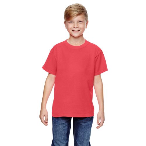  Boys Neon RedOrange Ringspun Cotton Garment-dyed T-shirt