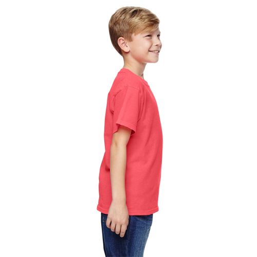  Boys Neon RedOrange Ringspun Cotton Garment-dyed T-shirt