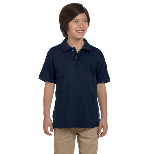  Boys Ringspun Cotton Pique Short-Sleeve Navy Polo