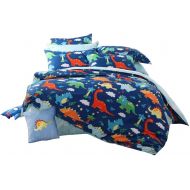 Boys bedding HNNSI 4 Piece Cotton Dinosaur Kids Boys Bedding Sets Full Size, Dinosaur Kids Duvet Cover with Fitted Bed Sheet, Quilt/Comforter Cover for Children Teens(Full, Fitted Sheet Set)
