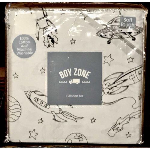  Boys bedding boy zone UFO SPACE SHIP PLANETS cotton sheet set - FULL SIZE