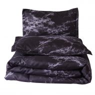 Boys bedding YOUSA Marble Printed Brushed Duvet Set All-Season Quilted Comforter Set Queen Size (Purple)