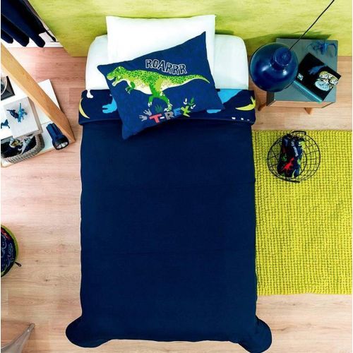  Boys bedding Kids Vianney Dinosaur Blue Reversible Light Comforter, 1 Pc Queen