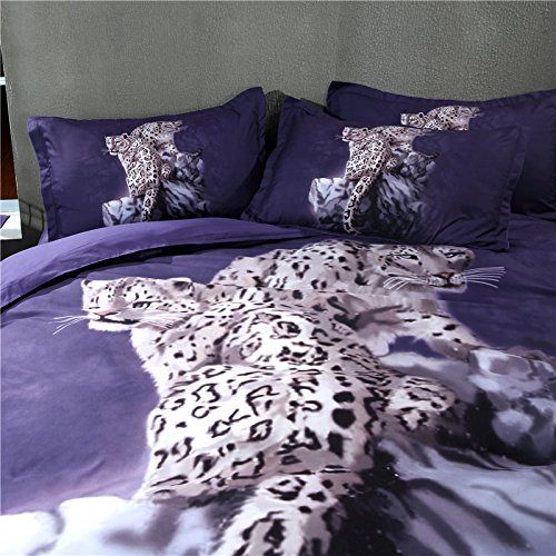  Boys bedding Goldeny P013 Cool Snow Leopard Printed Bedding Sets Animal 3pcs with 1 Duvet Cover 2 Shams Gift for Boys Juniors Kids (Single 3pcs)