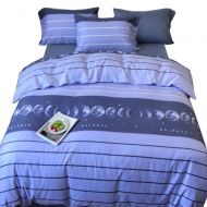 Boys bedding EsyDream Galaxy Mens Fitted Duvet Cover Cotton Solar Galaxy Outer Space School Season Boys Bedding Set 5pc-1 Duvet Cover,1 Fitted,1 Flat,2 Pillowcases(Style 1 King)