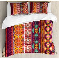 Boys bedding Lunarable Aztec Duvet Cover Set, Colorful Pattern with Birds Flowers and Arrows Mayan Latino Cultural Heritage Theme, Decorative 3 Piece Bedding Set with 2 Pillow Shams, Queen Size