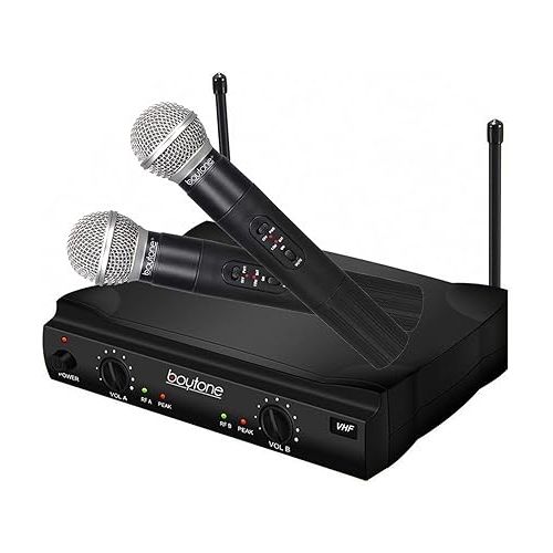 보이톤 Boytone BT-42VM Dual Frequency Wireless Microphone System, 2-Channel, 174-216MHz, 15 Hours Battery Life