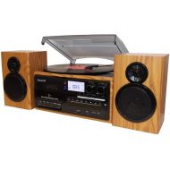 Boytone BT-28SPW, Bluetooth Classic Style Record Player Turntable with AM/FM Radio, CD / Cassette Player, 2 Separate Stereo Speakers, Record from Vinyl, Radio, and Cassette to MP3,