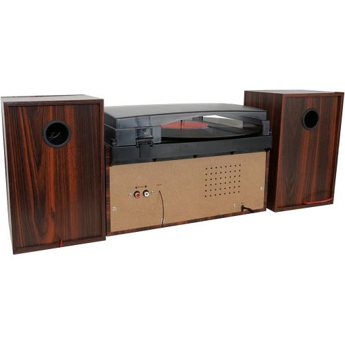 보이톤 Boytone BT-28SPM, Bluetooth Classic Style Record Player Turntable with AM/FM Radio, CD / Cassette Player, 2 Separate Stereo Speakers, Record from Vinyl, Radio, and Cassette to MP3,