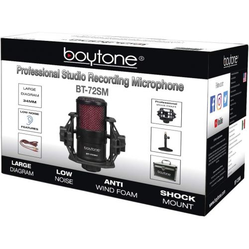 보이톤 [아마존베스트]Boytone BT-72SM Plug & Play Podcast Cardioid Condenser Studio Microphone Recording, 25mm Large Diaphragm