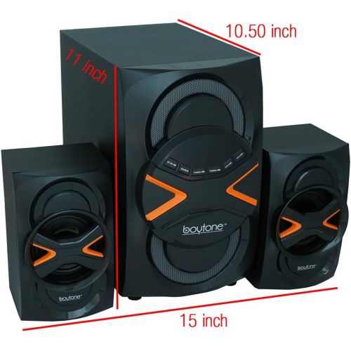 보이톤 Boytone BT-326F, 2.1 Bluetooth Powerful Home Theater Speaker System, with FM Radio, SD USB Ports, Digital Playback, 40 Watts, Disco Lights, Full Function Remote Control, for Smartp