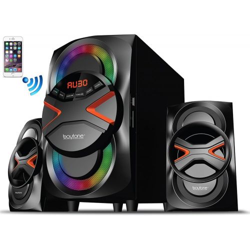 보이톤 Boytone BT-326F, 2.1 Bluetooth Powerful Home Theater Speaker System, with FM Radio, SD USB Ports, Digital Playback, 40 Watts, Disco Lights, Full Function Remote Control, for Smartp