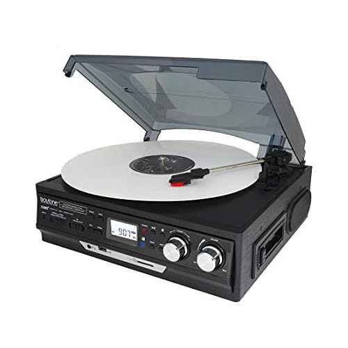 보이톤 Boytone BT-37B-C Bluetooth 3-Speed Stereo Turntable, Wireless Connect to Devices Speaker(Bluetooth Out Transfer), 2 Built-in Speakers, LCD Display, AMFM Radio, USBSDAUX+ Cassett