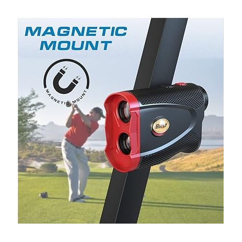  Bozily Golf Rangefinder with Slope, 6X Rechargeable Laser Range Finder with Charging Cord, 1200 Yards Flag-Lock, Slope ON/Off, Continuous Scan Support - Tournament Legal Golf Rangefinder