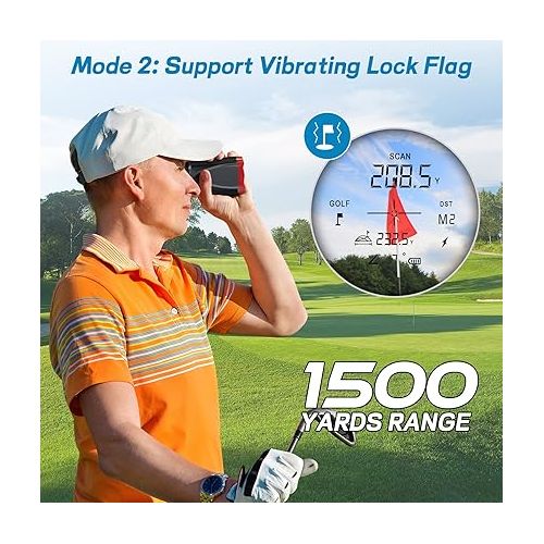  Bozily Golf Rangefinder with Slope, 6X Rechargeable Laser Range Finder with Charging Cord, 1200 Yards Flag-Lock, Slope ON/Off, Continuous Scan Support - Tournament Legal Golf Rangefinder