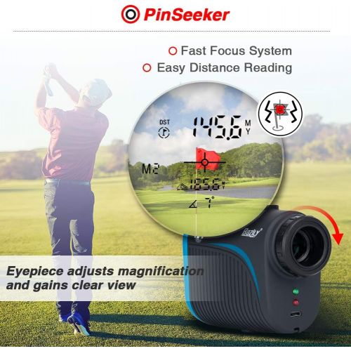  Bozily Golf Rangefinder, 6X Rechargeable Laser Range Finder 1200 Yards with Slope Adjustment, Flag-Lock, Slope ON/Off, 4 Scan Mode, Continuous Scan Support - Tournament Legal Golf