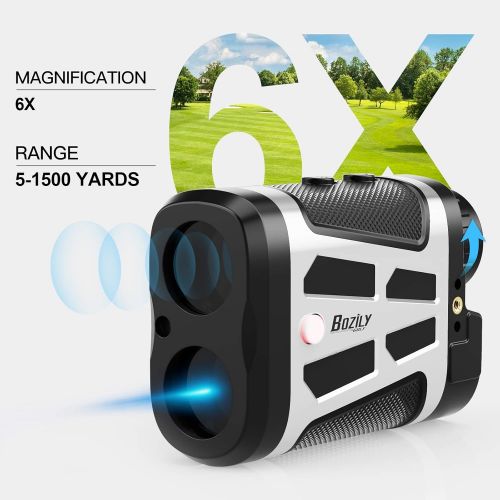  Golf Rangefinder, Bozily Portable Range Finder with Slope, 6X Magnification Clear View 1500 Yards Laser Range Finder Golfing, Red/Black LCD Display Golf Rangefinders with Flag-Lock