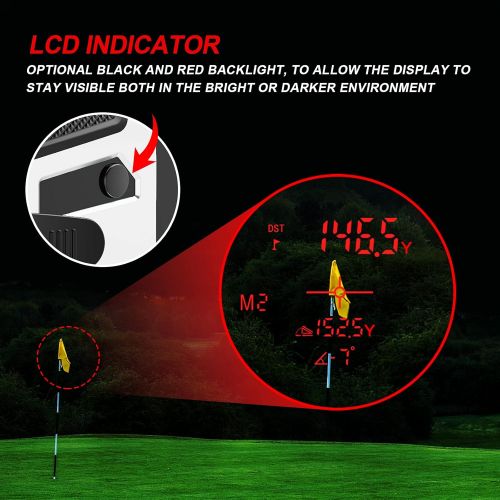  Golf Rangefinder, Bozily Portable Range Finder with Slope, 6X Magnification Clear View 1500 Yards Laser Range Finder Golfing, Red/Black LCD Display Golf Rangefinders with Flag-Lock