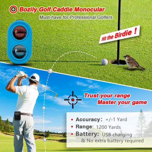  [아마존베스트]Bozily Golf Rangefinder, 6X Rechargeable Laser Range Finder 1200 Yards with Slope Adjustment, Flag-Lock, Slope ON/Off, Continuous Scan Support - Tournament Legal Golf Rangefinder