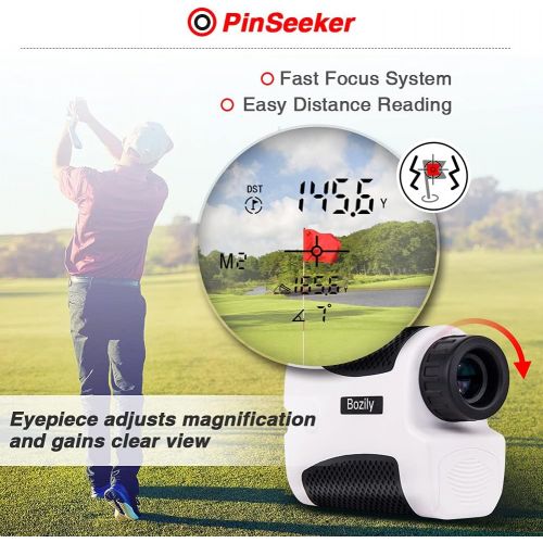  Bozily Golf Rangefinder, Flag-Lock Range finder 1000 Yards-Slope Measurement, 6X Magnification Clear View with Vibration Laser Range Finder, Fast Reading, Continuous Scan Golf Find