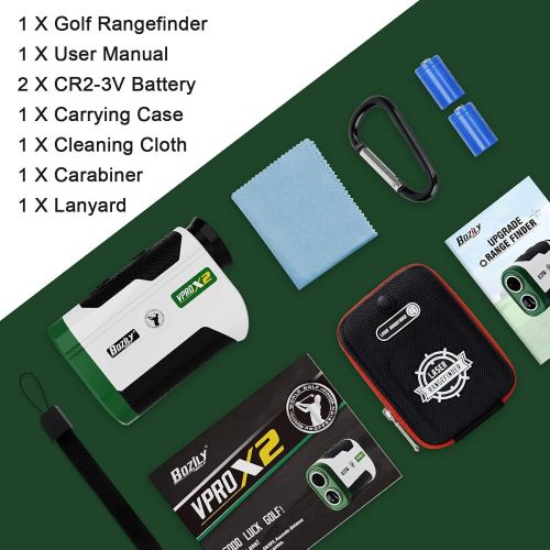  Bozily Golf Rangefinder with Slope, 6X Laser Range Finders, 1500 Yards Laser Rangefinder Kits with Carrying Case, Flag-Lock Tech with Vibration, Continuous Scan Tech, Free Battery