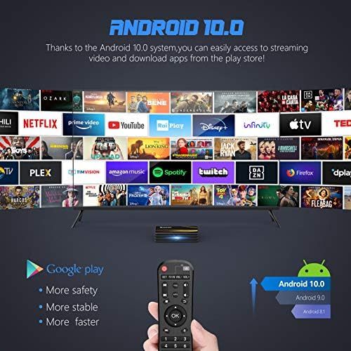  [아마존베스트]-Service-Informationen Android 10.0 TV Box 4GB + 64GB R2 Plus Smart TV Box RK3318 Quad-Core 64bits Dual WiFi 2.4G/5G, 4K HD Android Smart TV Box H.265/LAN 100M/Blueooth 4.0