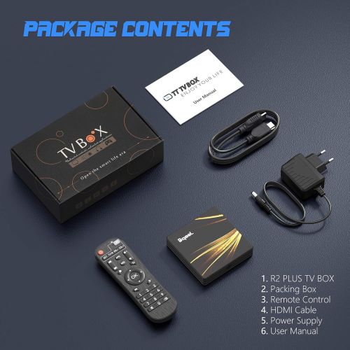  [아마존베스트]-Service-Informationen Android 10.0 TV Box 4GB + 64GB R2 Plus Smart TV Box RK3318 Quad-Core 64bits Dual WiFi 2.4G/5G, 4K HD Android Smart TV Box H.265/LAN 100M/Blueooth 4.0