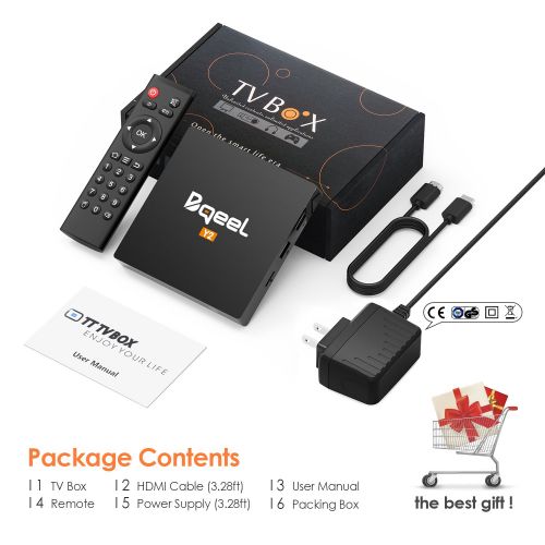  Bqeel Y2 2G DDR3 16G EMMC Android 7.1 TV Box Amlogic Quad Core 64 Bits Processor Android TV Box Supports 3D 4K Smart TV Box H.265 2.4G WiFi