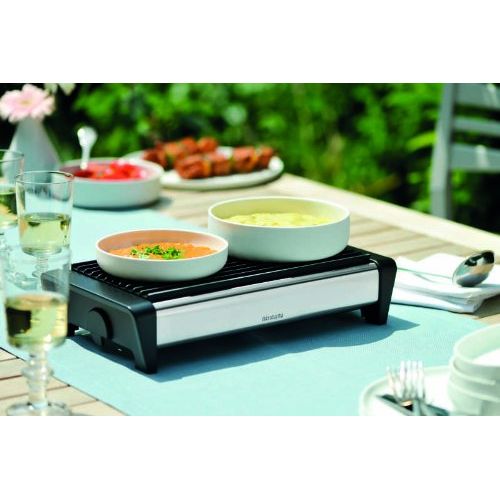  Brabantia Food Warmer, 2 Burner - Brilliant Steel with Black Grille