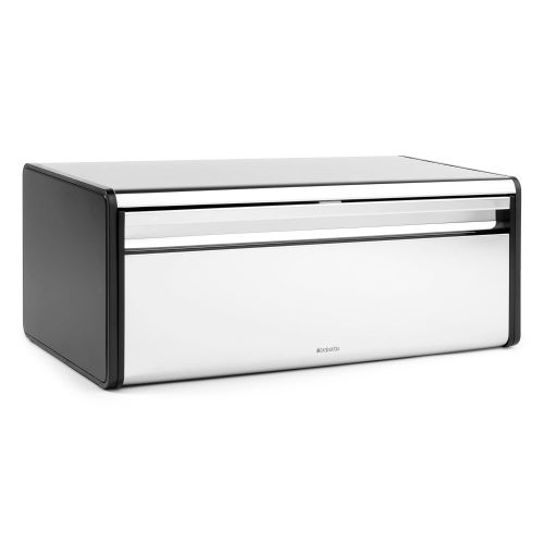  Brabantia Fall Front Bread Box - Brilliant Steel with Black Sides, 163463