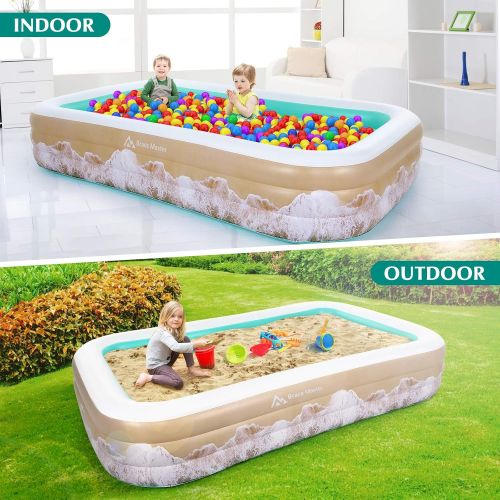  Brace Master Inflatable Swimming Pool, Blow Up Pool, 118 x 72 x 22 Family Kiddie Pools, Ages 3+, Full-Sized Inflatable Pool for Kids, Adults, Outdoor, Garden, Backyard, Green