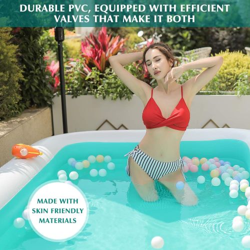  Brace Master Inflatable Swimming Pool, Blow Up Pool, 92 x 56 x 22 Family Kiddie Pools, Ages 3+, Full-Sized Inflatable Pool for Kids, Adults, Outdoor, Garden, Backyard, Green