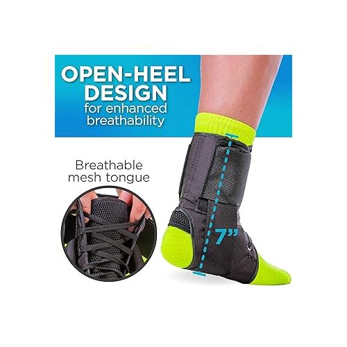  BraceAbility Sports Ankle Brace - Best Lace Up Figure 8 Sprained, Rolled or Twisted Treatment Active Support Wrap Stabilizer Splint for Basketball, Volleyball, Soccer, Working Out, Running Pain (L)