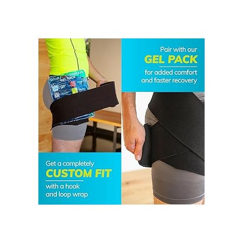 BraceAbility Hip Support Groin Brace - Hamstring Compression Wrap Sciatica Pain Relief Brace for Sciatic Nerve Relief, Labral Tear, Thigh, Groin Pull - Sciatica Hip Brace for Men or Women (One Size)